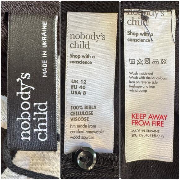 NOBODY’S CHILD Black & White Star Siri Midi Dress Boho Chic Whimsical Goth Sz 8 - Picture 12 of 12